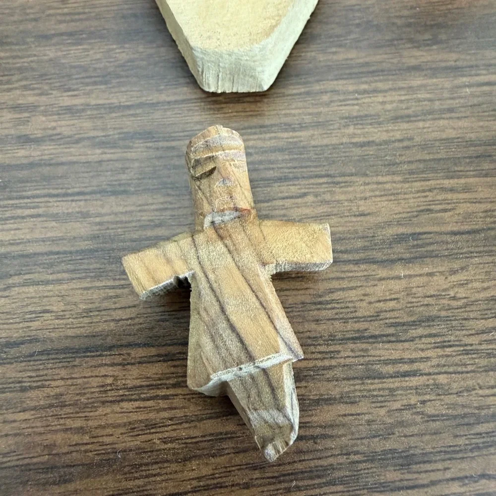 SERRV Jordan Hand Carved Olive Wood Nativity Set 11 Piece Rustic Minimalist